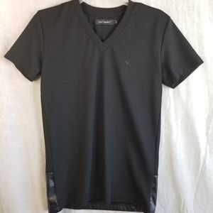 1piu1uguale3 Men's Shirt Small Black Polyester Rayon Blend‎ Made Japan Logo